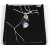 Image 1 : #26  BLUE TOPAZ CITRINE AMETHYST PENDANT NECKLACE