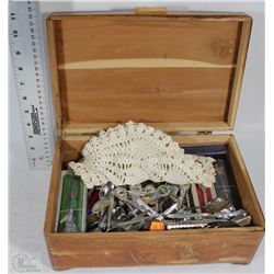 WOODEN BOX W/ SOUVENIR SPOONS COLLECTION