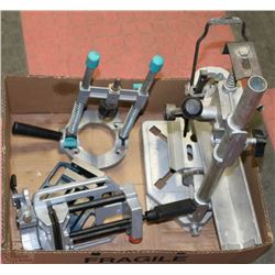 BOX W/ WOLFCRAFT VISE & OTHER VISE