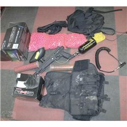 PAINTBALL EQUIPMENT INCL TANGO ONE PAINTBALL GUN &