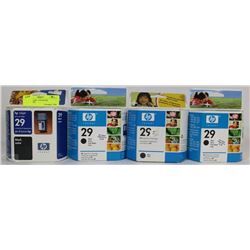 4 HP 29 BLACK  COLOR INK CARTRIDGES