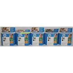 5  HP 56 BLACK  COLOR  INK CARTRIDGES