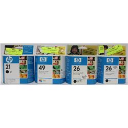 LOT OF 4 HP 21 / 26 / 49 PRINT CARTRIDGES