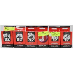 LOT OF 6 LEXMARK 1/17/82 PRINT CARTRIDGES