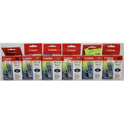 6 CANON BCI-21 BLACK COLOR INK CARTRIDGES
