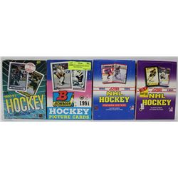 LOT OF 4 ASSORTED NHL HOCKEY CARD BOX SETS 90-91