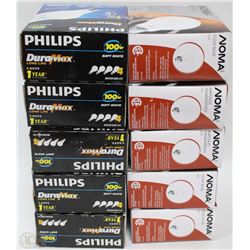 BOX OF 40 NEW LIGHT BULBS 60W AND 100W