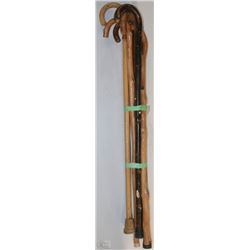 LOT OF 6 BENT WOOD CANES, VINTAGE