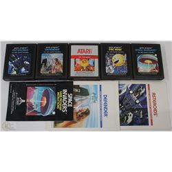 LOT OF 5 ORIGINAL ATARI GAMES INCL PACMAN, MS.