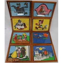 SET OF 8 VINTAGE DISNEY CHARACTERS ON FABRIC
