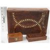 Image 1 : FLAT OF 3 TEAKWOOD JEWELLERY BOXES