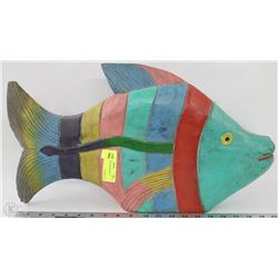HANDCRAFTED WOOD FISH 21" LONG