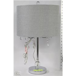 CHROME CHANDELIER STYLE TABLE LAMP W/ HANGING