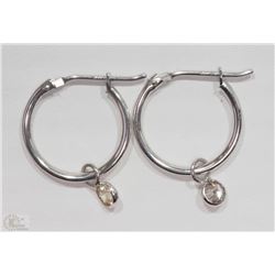 #2-14KT WHITE GOLD DIAMOND HOOP STYLE EARRINGS