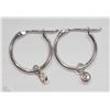 Image 1 : #2-14KT WHITE GOLD DIAMOND HOOP STYLE EARRINGS