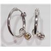 Image 2 : #2-14KT WHITE GOLD DIAMOND HOOP STYLE EARRINGS