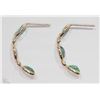 Image 2 : #5-14KT YELLOW GOLD EMERALD & DIAMOND EARRINGS