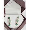 Image 3 : #5-14KT YELLOW GOLD EMERALD & DIAMOND EARRINGS