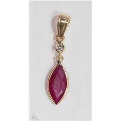 #6-14KT YELLOW GOLD RUBY & DIAMOND PENDANT
