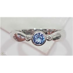 #9-10KT  WHITE GOLD TANZANITE & DIAMOND RING