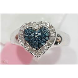 #10-STERLING SILVER BLUE & WHITE RING