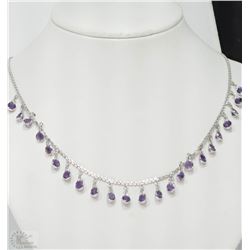 #18-STERLING SILVER AMETHYST NECKLACE