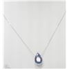 Image 2 : #26-14KT WHITE GOLD SAPPHIRE NECKLACE