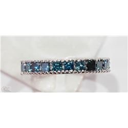 #27-14KT WHITE GOLD BLUE DIAMOND BAND