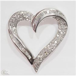 #28-STERLING SILVER DIAMOND HEART SHAPED PENDANT