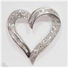Image 1 : #28-STERLING SILVER DIAMOND HEART SHAPED PENDANT