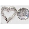 Image 2 : #28-STERLING SILVER DIAMOND HEART SHAPED PENDANT