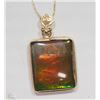 Image 1 : #29-14KT  YELLOW GOLD AMMOLITE PENDANT/NECKLACE