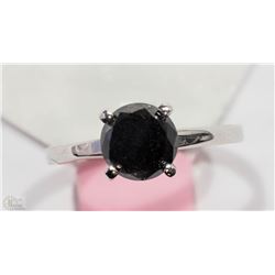 #31-14KT WHITE GOLD BLACK DIAMOND SOLITAIRE RING