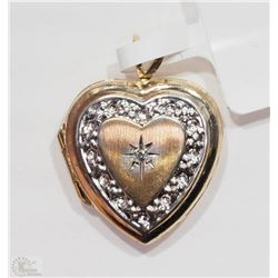 #32-10KT GOLD DIAMOND HEART-SHAPED LOCKET