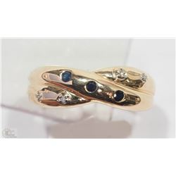#38-14KT YELLOW GOLD BLUE SAPPHIRE &DIAMOND RING