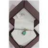 Image 3 : #39-14KT YELLOW GOLD EMERALD & DIAMOND PENDANT