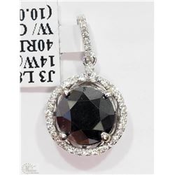 #42-14KT WHITE GOLD BLACK &WHITE DIAMOND PENDANT