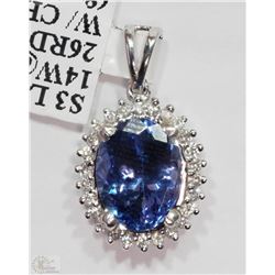 #45-14KT WHITE GOLD TANZANITE & DIAMOND PENDANT