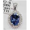 Image 1 : #45-14KT WHITE GOLD TANZANITE & DIAMOND PENDANT