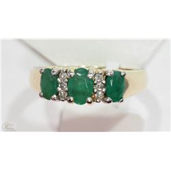 #47-10KT YELLOW-WHITE GOLD EMERALD &DIAMOND RING