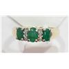Image 1 : #47-10KT YELLOW-WHITE GOLD EMERALD &DIAMOND RING