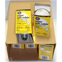 CASE OF GE SUPER SOFT WHITE 50-100-50 LIGHT BULBS
