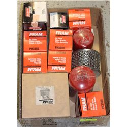 BOX OF ASSORTED FRAM AND BALDWIN FILTERS