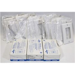 BOX OF LIGHT AND PLUG COVERS AND 3 GROUND FAULT