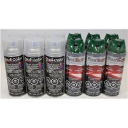 6 CANS OF PLASTIKOTE GREEN AND 6 CANS OF