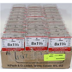 LOT OF 3000- 8X1-1/4 WOOD SCREWS