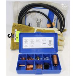 BOX OF MILLER MIG GUN TIPS / 10FT GAS HOSE AND