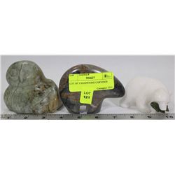 LOT OF 3 SOAPSTONE CARVINGS