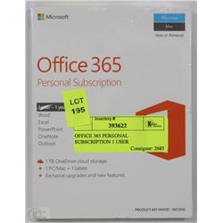 OFFICE 365 PERSONAL SUBSCRIPTION 1 USER