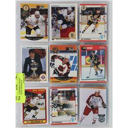 LOT OF 18 DIFFERENT HOCKEY CARDS OF RAY BOURQUE &